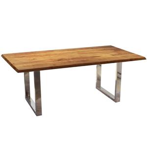 Corcoran Acacia Dining Table - 80-in - Stainless Steel U Legs