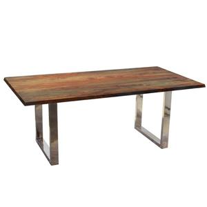 Corcoran Gray Sheesham Dining Table - 80-in - Stainless Steel U Legs