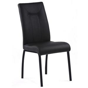 Corcoran Leather Chair - Black with Black Legs - Set of 2
