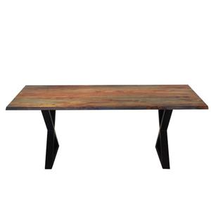 Table en bois de sheesham gris de Corcoran, 80 po, pattes en X en métal noir