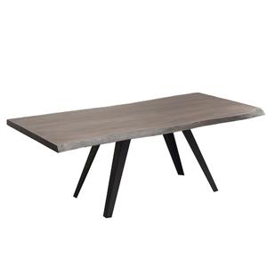 Corcoran Gray Acacia Live Edge Dining Table - 84-in - Black Metal Rocket Legs