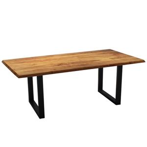 Corcoran Acacia Dining Table - 80-in - Black Metal U Legs