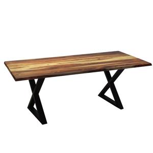 Table en bois de sheesham de Corcoran, 80 po, pattes en X en metal noir