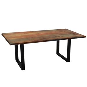 Corcoran Gray Sheesham Dining Table - 80-in - Black Metal U Legs