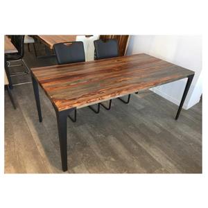 Corcoran Gray Sheesham Dining Table - 70-in - Black Metal Legs