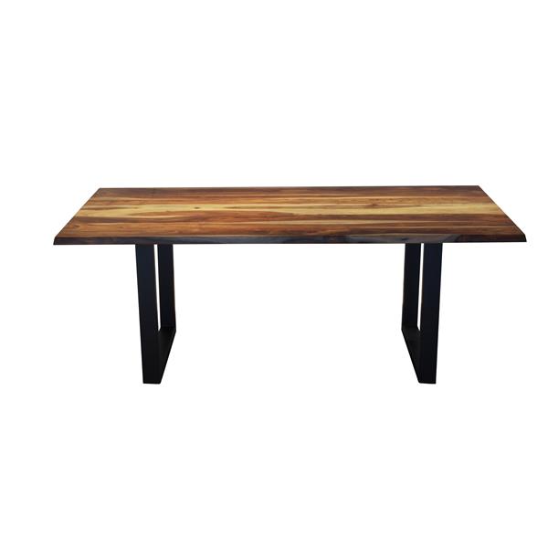 Table en bois de sheesham de Corcoran, 80 po, pattes en U en metal noir