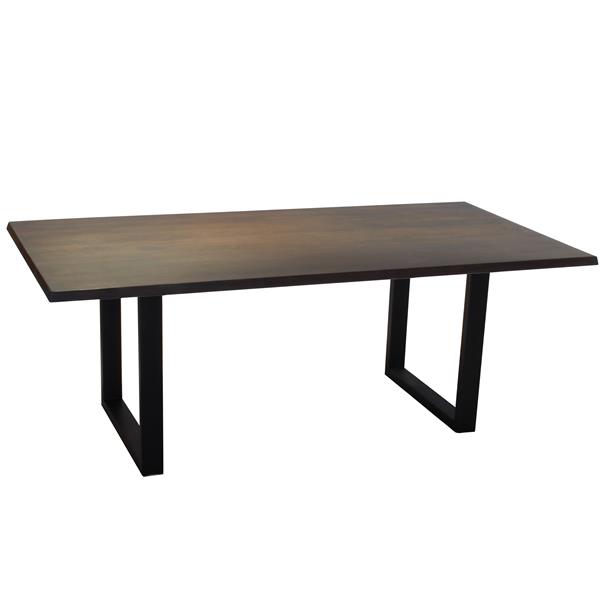 MobX Walnut Acacia Dining Table - 80-in - Black Metal U Legs