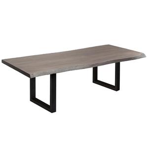Corcoran Gray Acacia Live Edge Dining Table - 84-in - Black Metal U Legs