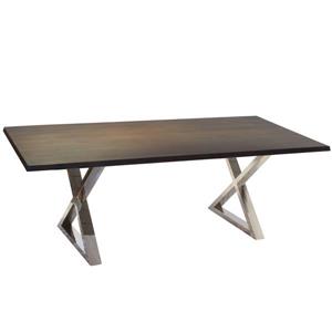 MobX Walnut Acacia Dining Table - 80-in - Stainless Steel X Legs