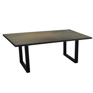 Table en acacia gris de Corcoran, 80 po, pattes en U en métal noir