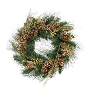 Allstate Gold Glitter Pine Cone and Berry Christmas Wreath - 26-in - Green