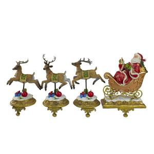 Northlight Santa and Reindeer Christmas Stocking Holder - Set of 4 - 9.5-in