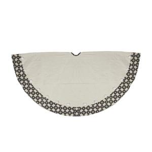 Allstate Christmas Tree Skirt with Rhinestone Border - 54-in - Black/Beige
