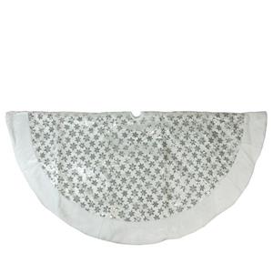 Northlight Snowflake Christmas Tree Skirt with Faux Fur Border - 60-in - Silver
