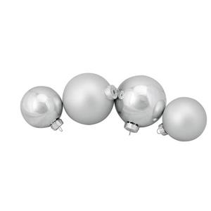Northlight Shiny/Matte Christmas Glass Ball Ornaments - 72 Pieces - Silver