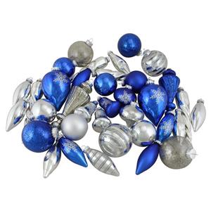 Northlight Asymmetrical Christmas Ornament Set - 36 Pieces - Blue/Silver