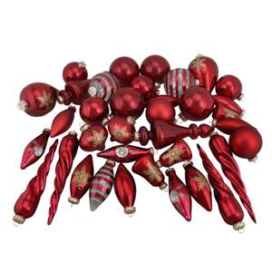 Northlight Asymmetrical Christmas Ornament Set - 36 Pieces - Red/Gold