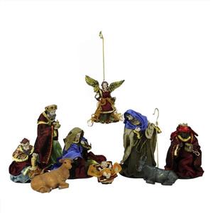 LB Internatinal Hand Painted Religious Christmas Nativity Figurine - 9-Pieces