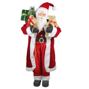 Northlight Santa Claus Christmas Figure with Teddy Bear and Gift Sack