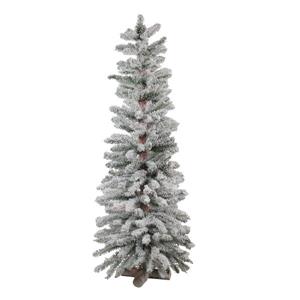 Northlight Heavily Flocked Artificial Alpine Christmas Tree - 4-ft - Green