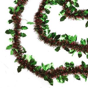 Northlight Christmas Tinsel Garland with Holly - 50-ft - Red/Green