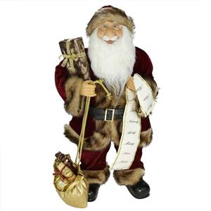 NorthlightSanta Claus Christmas Figure with Name List and Gift Bag - 24-in