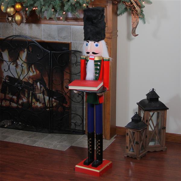 NorthlightWooden Christmas Butler Nutcracker with Tray - 48.25-in - Red