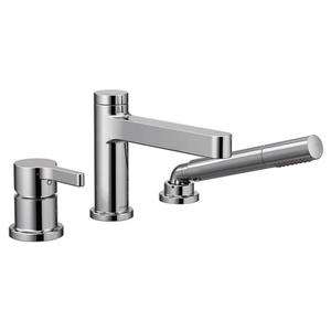 Robinet de baignoire romaine Moen Vichy avec douchette, une poignée, chrome