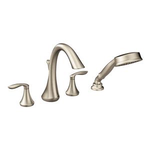 MOEN Eva Bathtub Faucet with Hand Shower - 2-Handle - Brushed Nickel (Valve Sold Separately)