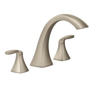 Robinet de bain romain Voss de Moen, 2 poignées, nickel brossé (valve vendue séparément)