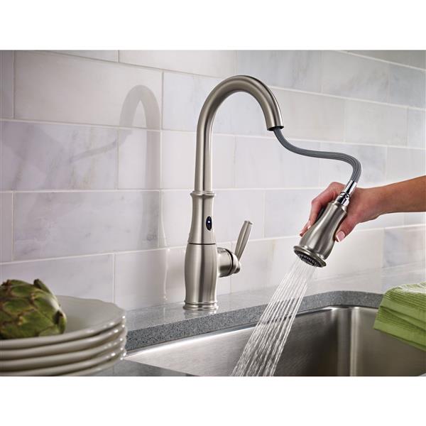 Moen Brantford Collection Motionsense Pulldown Kitchen Faucet 1 Handle Stainless Steel 7185esrs Rona