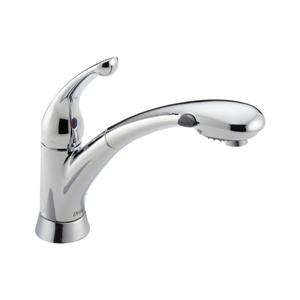 Delta Single Handle Pull-Out Kitchen Faucet - White