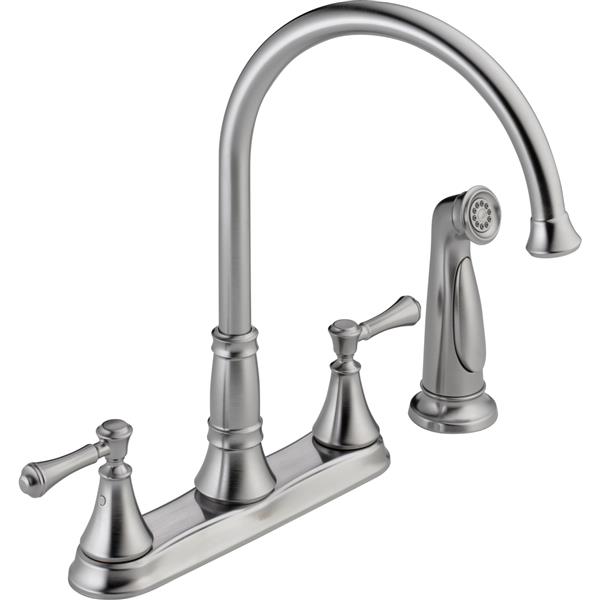 Delta Cassidy 2 Handle Kitchen Faucet With Spray Arctic Stainless   330698572 MainImage 001 L 