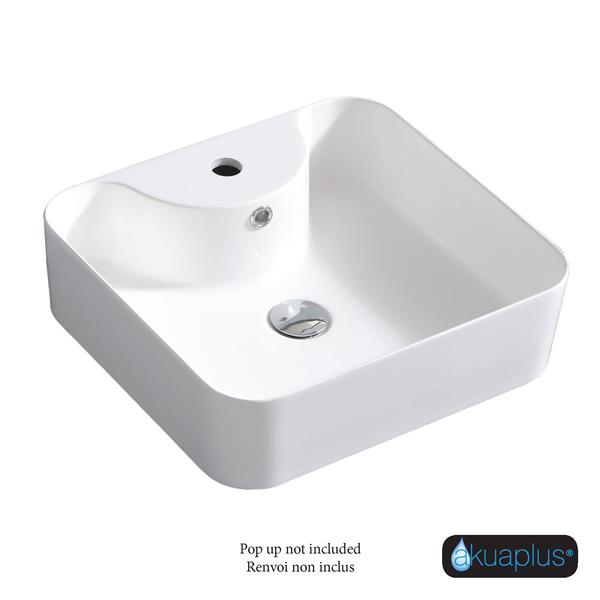 Lavabo à poussière de marbre et monotrou Zira de akuaplus®®, blanc