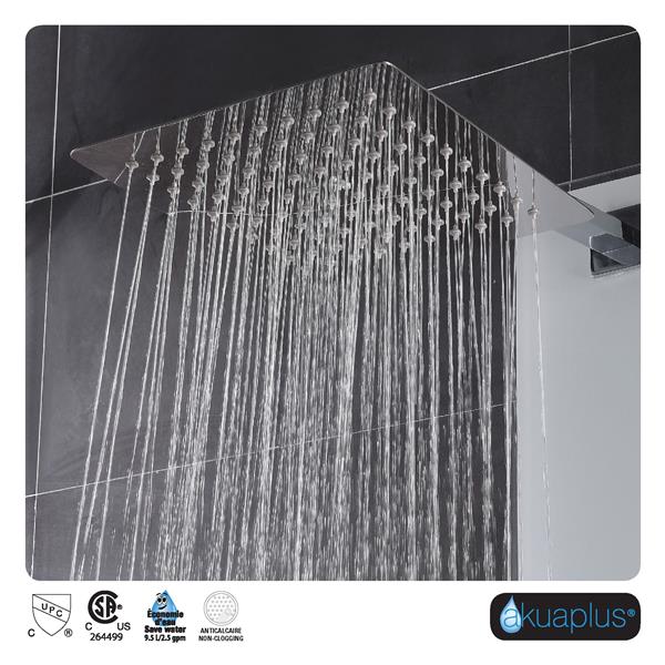 akuaplus Zara White Tempered Glass Shower Panel with 6 Body Jets