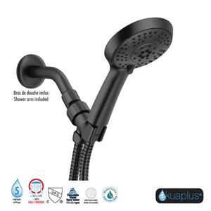 akuaplus® Hand Shower Kit  - 5 settings - Matte Black
