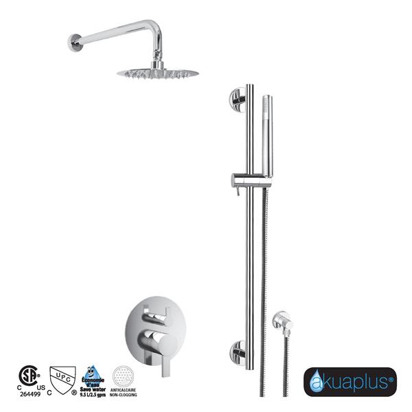 akuaplus® Elite Shower Faucet with Hand Shower and Sliding Rail - Chrome