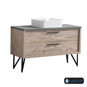 Akuaplus Zira 2-Drawer Bathroom Vanity with White Sink - Natural Wood