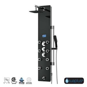Akuaplus Tech Shower Panel - 8 Body Jets - Matte Black/Tempered Glass