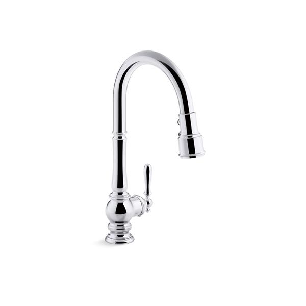 KOHLER Artifacts High-Arc Kitchen Sink Faucet - 1-Handle - Polished Chrome