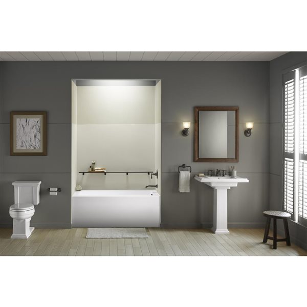 KOHLER Underscore 60-in x 32-in White Left-Hand Drain Alcove Bath