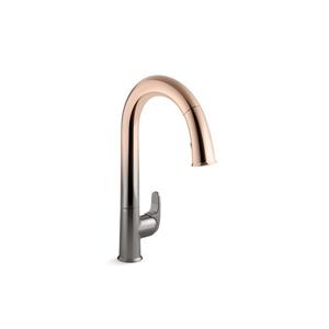 Robinet de cusine Sensate de KOHLER, 1 poignée, 15,5 po, titanium/or rose