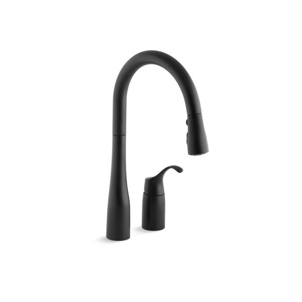 KOHLER Simplice Pull Down Kitchen Sink Faucet 1 Handle Matte Black   330699118 MainImage 001 L 