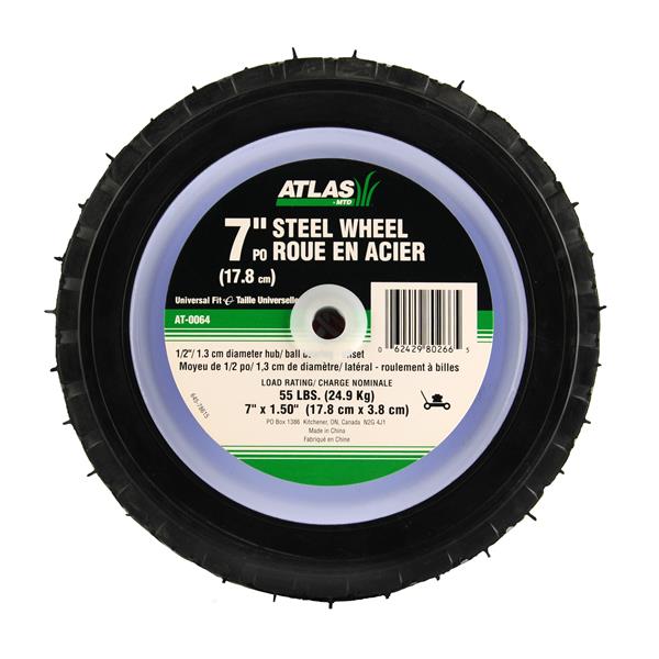 Atlas Replacement Steel Lawn Mower Wheel - 7-in