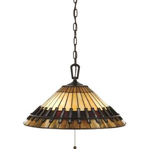 Fine Art Lighting Ltd. Tiffany Pendant Light- Glass - 15-in - Vintage Bronze