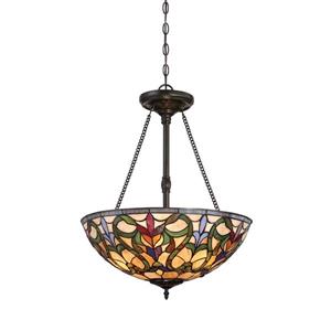 Lampe suspendue style Tiffany de Fine Art Lighting, verre, 28 po, bronze