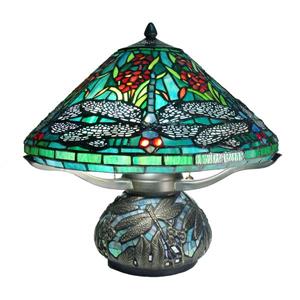Fine Art Lighting Tiffany Style Table Lamp -16-in - Blue/Green