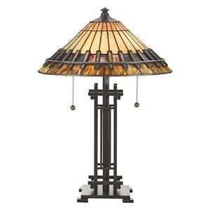 Lampe de table style Tiffany de Fine Art Lighting, verre, 23 po, fini bronze antique