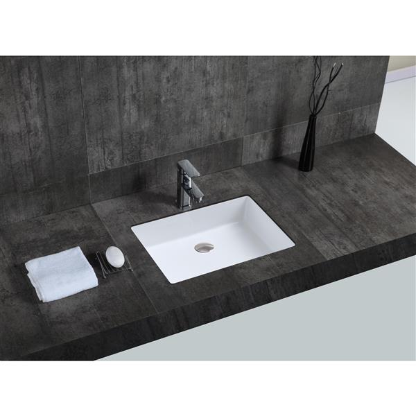 A&E Bath & Shower Isla Undermount Ceramic Basin Sink, Glossy White