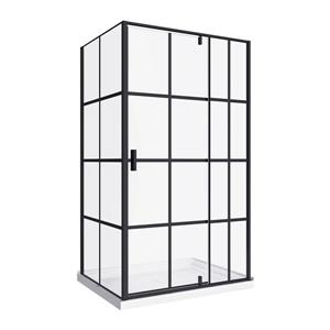 A&E Bath & Shower Taylor Black Matte Tempered Glass Bath Screen Shower Enclosure 48-in x 60 po